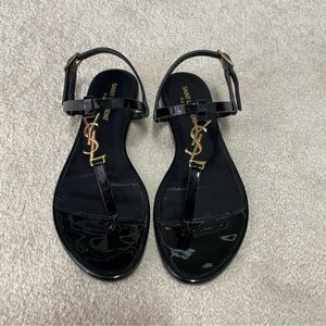 YSL cassandra leather slingback sandals